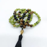 Raya- Collier mala 108 perles - Jade vert et Onyx noir - My Shop Yoga